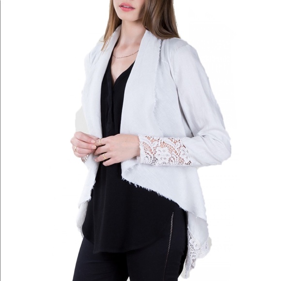 Black Swan Jackets & Blazers - Black Swan Aysel Pale White Lace Jacket Size S